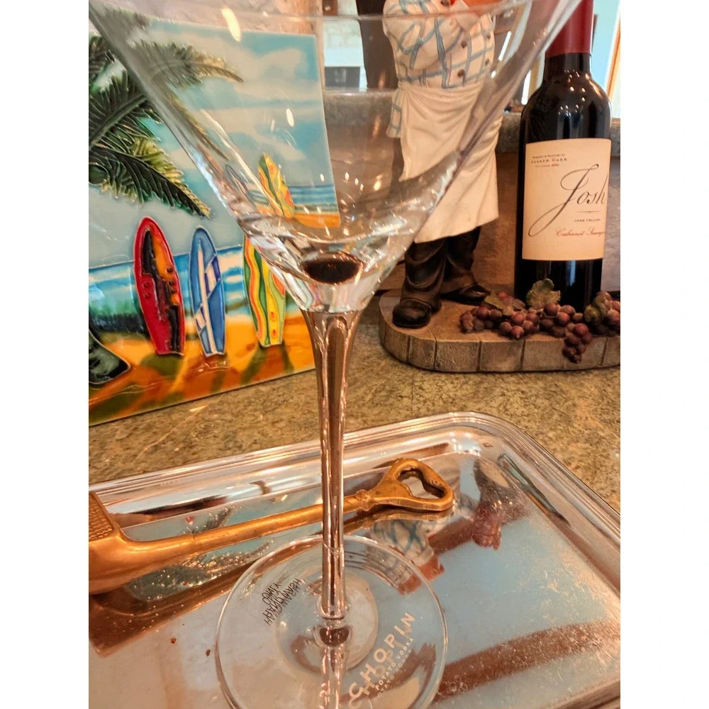 Chopin Potato Vodka Martini Glass Silver Stem Oversized Bar Display 8